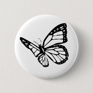 Badge Rond 5 Cm Papillon noir