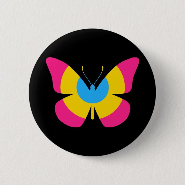 Badge Rond 5 Cm Papillon Pansexual de fierté (Devant)