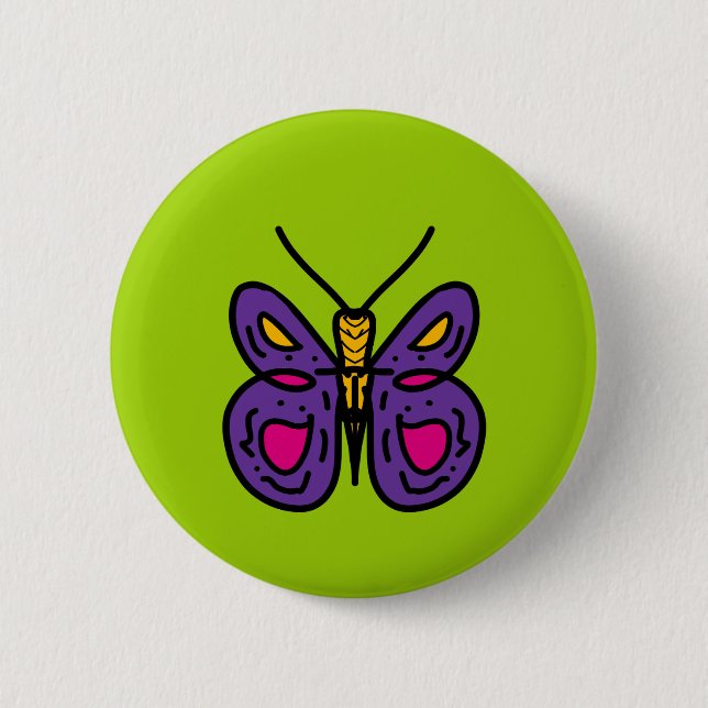 Badge Rond 5 Cm papillon pourpre (Devant)