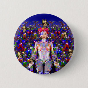 Badge Rond 5 Cm Papillon robot