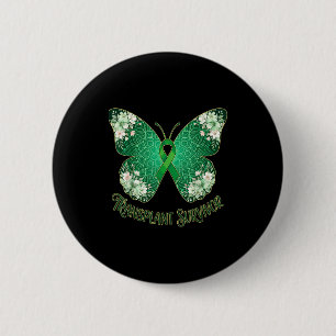 Badge Rond 5 Cm Papillon ruban vert mandala survivant de transplan