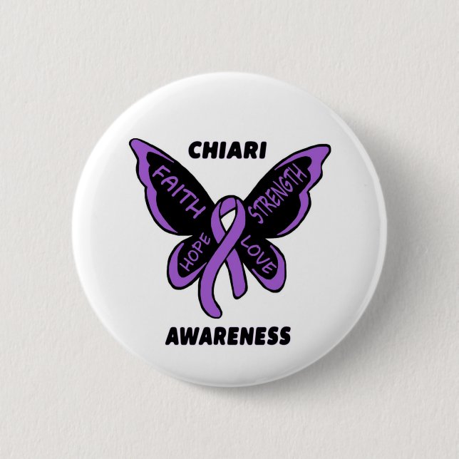 Badge Rond 5 Cm Papillon/sensibilisation...Chiari (Devant)