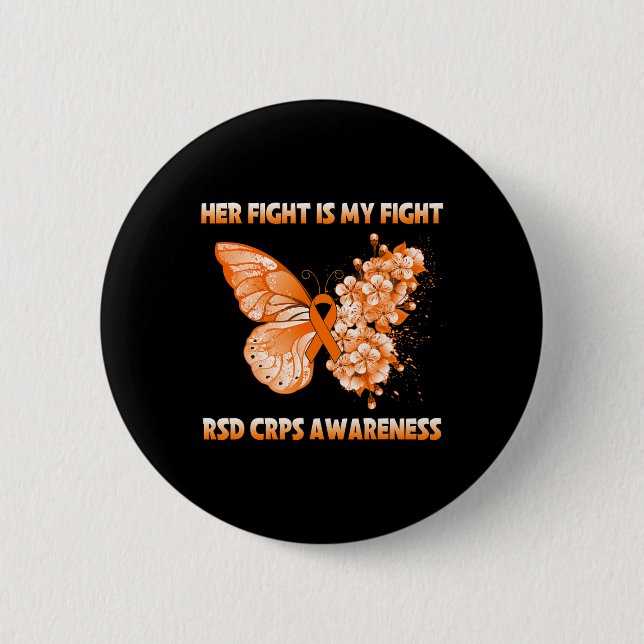 Badge Rond 5 Cm Papillon Son combat est mon combat Rsd Crps sensib (Devant)