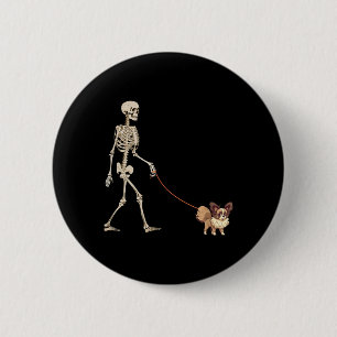 Badge Rond 5 Cm Papillon squelette de chien drôle promenade chien