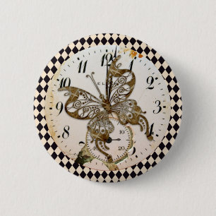 Badge Rond 5 Cm Papillon Steampunk Round