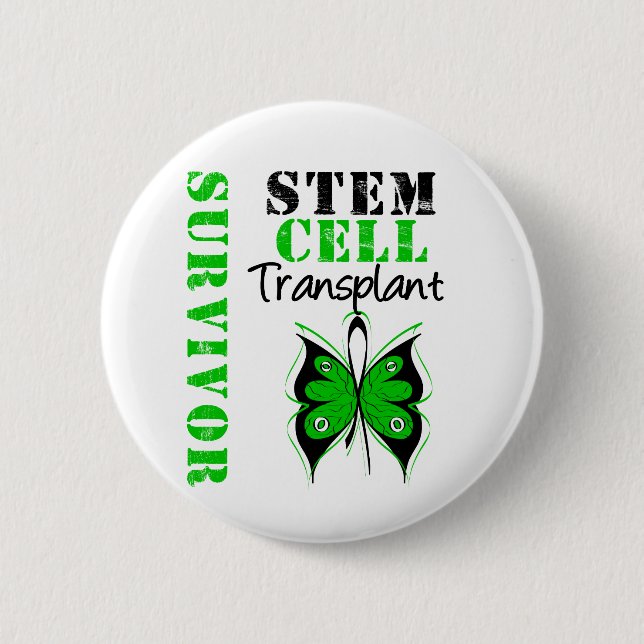 Badge Rond 5 Cm Papillon - Stem Cell Transplant Survivant (Devant)