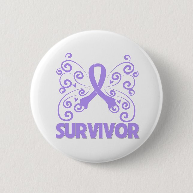 Badge Rond 5 Cm Papillon survivant du cancer général (Devant)