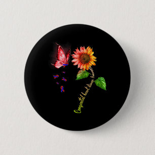 Badge Rond 5 Cm Papillon Tournesol Maladie Cardiaque Congénitale S
