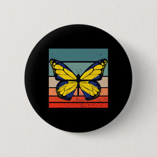 Badge Rond 5 Cm Papillon Ukraine Ailes Symbole National Élégance D