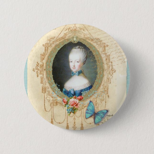 Badge Rond 5 Cm Papillon Young Marie Antoinette Art Imprimer (Devant)