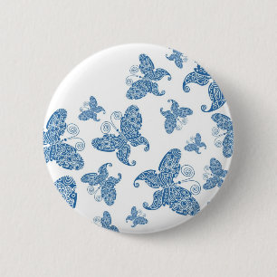 Badge Rond 5 Cm Papillons bleus minuscules