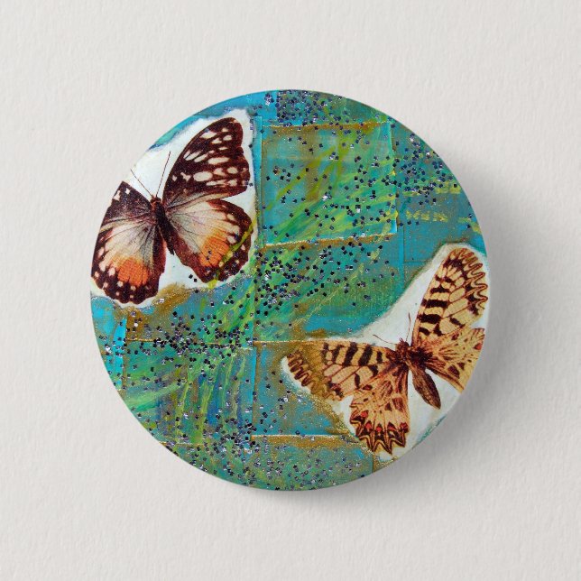 Badge Rond 5 Cm Papillons Collage multimédia mixte (Devant)
