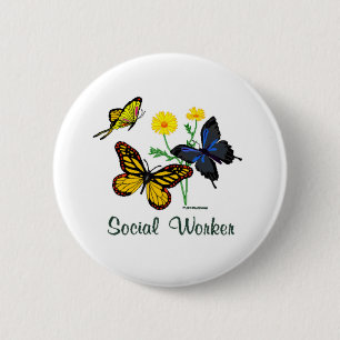 Badge Rond 5 Cm Papillons d'assistant social