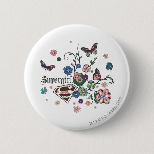 Badge Rond 5 Cm Papillons de Supergirl