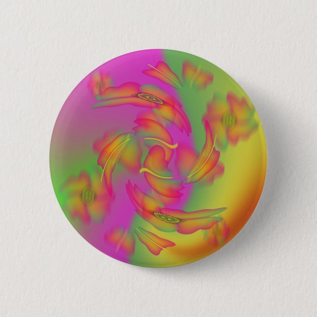Badge Rond 5 Cm Papillons & Fleurs (Devant)
