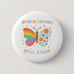 Badge Rond 5 Cm Papillons Inspirants Des Crayons Cassés Colorent E