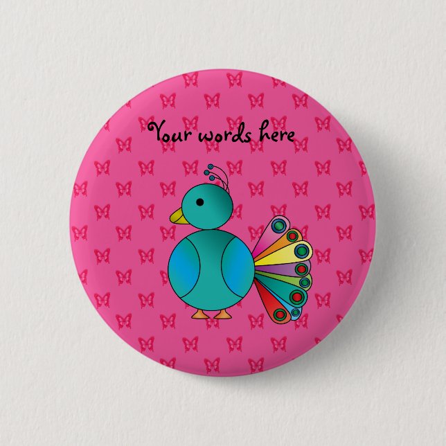 Badge Rond 5 Cm Papillons mignons de rose de paon (Devant)
