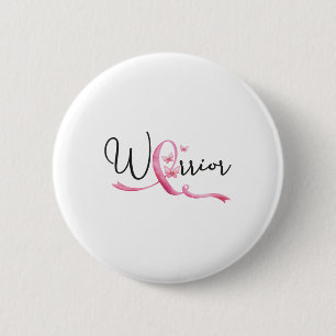 Badge Rond 5 Cm Papillons Ruban Rose Mois Cancer Sein Femmes