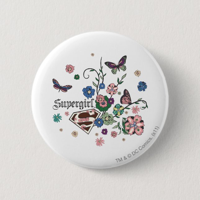 Badge Rond 5 Cm Papillons supergirl (Devant)