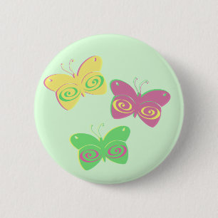 Badge Rond 5 Cm Papillons sur l'arrière - plan vert clair