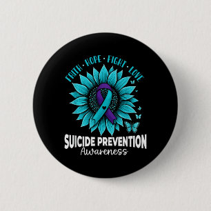 Badge Rond 5 Cm Papillons Tournesol Prévention du Suicide Sensibil