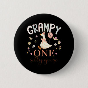 Badge Rond 5 Cm Papy de la fille qui a 1 an de la seule oie idiote