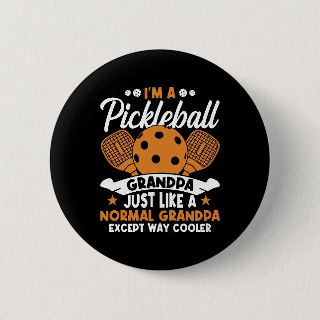 Badge Rond 5 Cm Papy joueur de pickleball cool (Devant)
