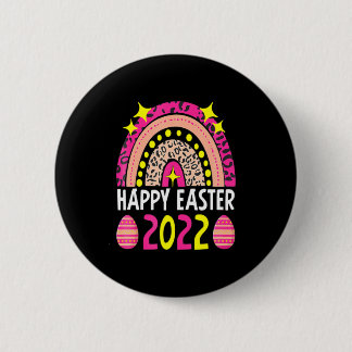 Badge Rond 5 Cm Pâques 2022 arc-en-ciel mignon joyeuses Pâques 202
