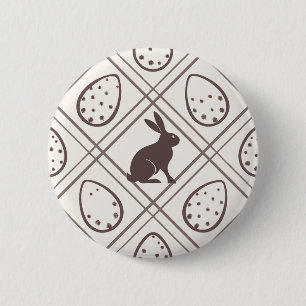 Badge Rond 5 Cm Pâques carreaux marron
