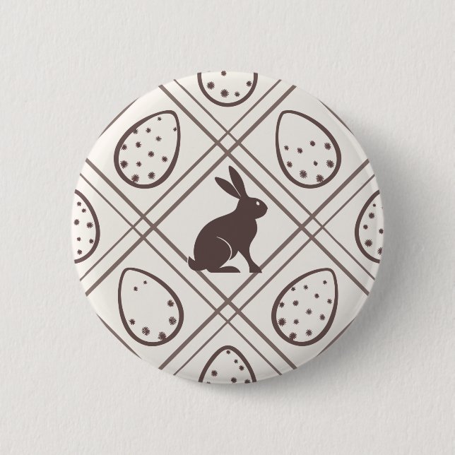 Badge Rond 5 Cm Pâques carreaux marron   (Devant)