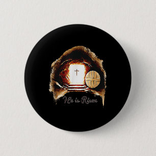 Badge Rond 5 Cm Pâques Chrétien Il Est Ressuscité Jésus Tombe Vide