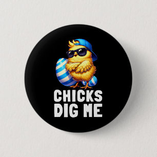 Badge Rond 5 Cm Pâques drôle et heureux jour Poussins M'aiment Pâq