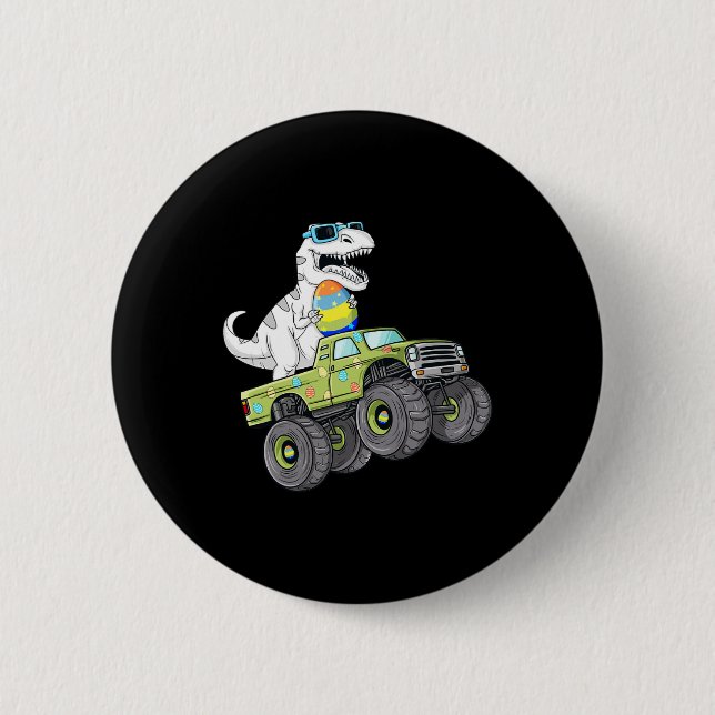 Badge Rond 5 Cm Pâques Jour T Rex Dino Monter Un Monster Camion Ga (Devant)