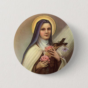 Badge Rond 5 Cm Pâques Religieuses vintages, Nonne avec Croix
