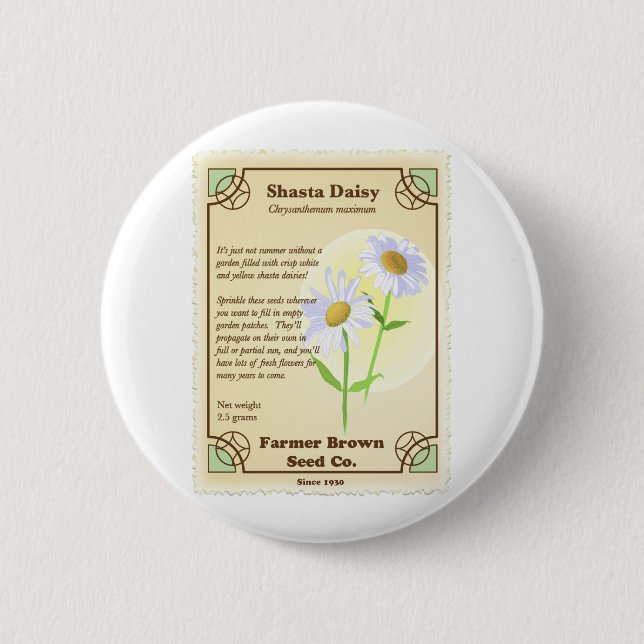 Badge Rond 5 Cm Paquet de semences Shasta Daisy (Devant)