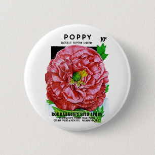 Badge Rond 5 Cm Paquet de semences Vintage Poppy