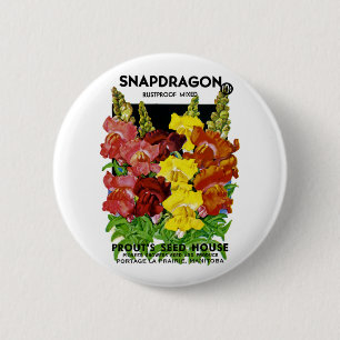 Badge Rond 5 Cm Paquet Vintage de semences Snapdragon