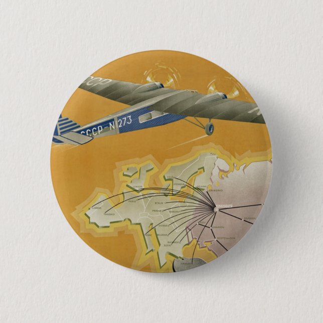Badge Rond 5 Cm Par avion vers l'URSS (Devant)