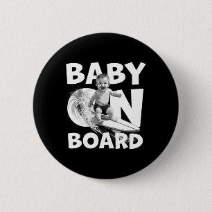 Badge Rond 5 Cm Par bord par surf sur planche de surf Funny Surfer