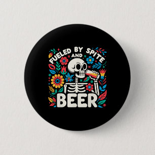 Badge Rond 5 Cm Par Spite Et Bière Halloween Squelette Floral