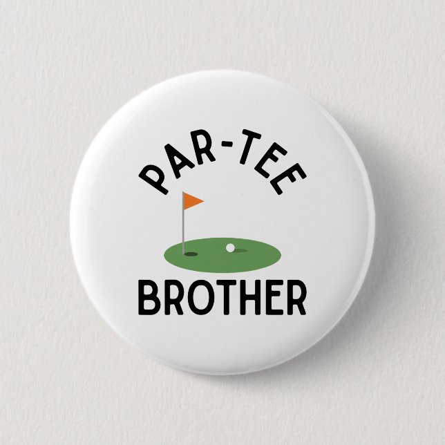 Badge Rond 5 Cm Par Tee Brother Funny Golf Birthday Party Family M (Devant)