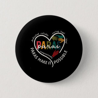 Badge Rond 5 Cm Para Heart Paraprofessionnel Enseignant Paraéducat