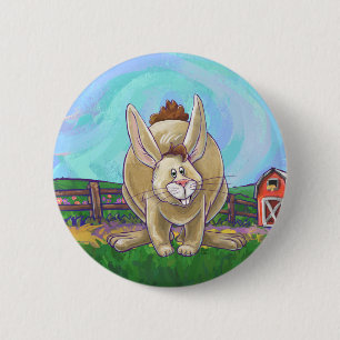 Badge Rond 5 Cm Parade animalière sur lapin mignon