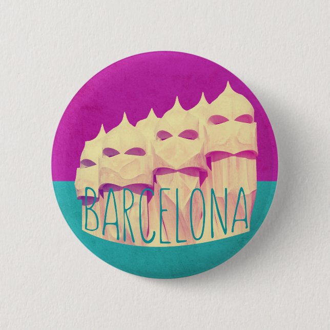 Badge Rond 5 Cm Paradis de Barcelone Gaudi (Devant)
