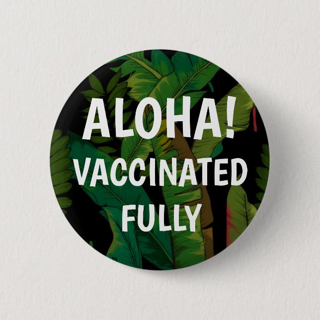 Badge Rond 5 Cm Paradise Palm Banana Feuille Vacciné Hawaiien (Devant)