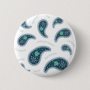 Badge Rond 5 Cm Paramecia Paisley Protozoaire Sciences de la biolo