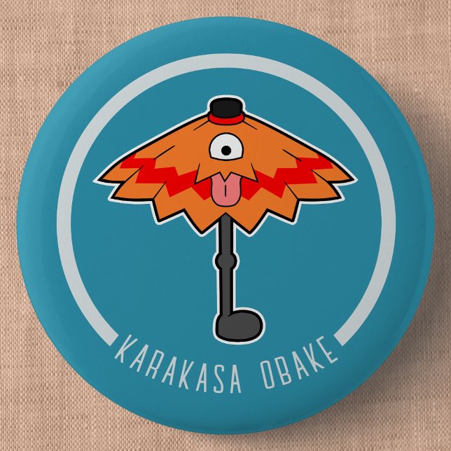 Badge Rond 5 Cm Parapluie de dessin mignon Fantôme | Yokai japonai (Cute Cartoon Umbrella Ghost Yokai Can Badge- Detail View)
