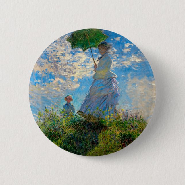 Badge Rond 5 Cm Parasol Monet Femme Impressionnisme (Devant)