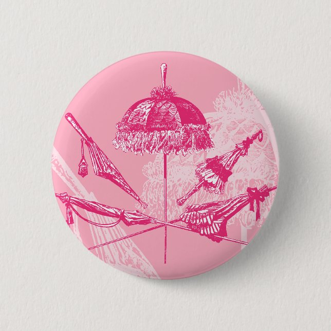 Badge Rond 5 Cm Parasols roses (Devant)