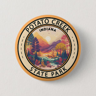 Badge Rond 5 Cm Parc d'état de Potato Creek Indiana Emblem